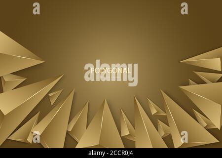 Abstract background with 3d triangles luxury of gold modern design. Stock Vector