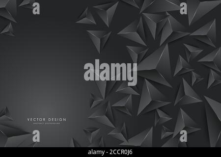 Abstract background with 3d triangles dark gray modern design. Stock Vector