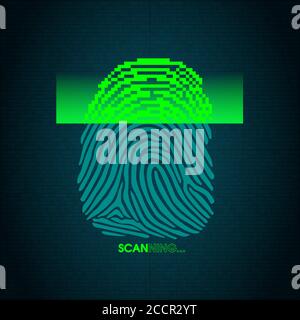 The process of fingerprint scanning - digital security system. The access control system, security, data protection Stock Vector