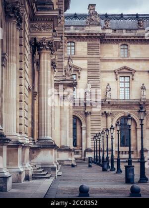 Vertical shot from Louvre Museum, Paris France Stock Photo