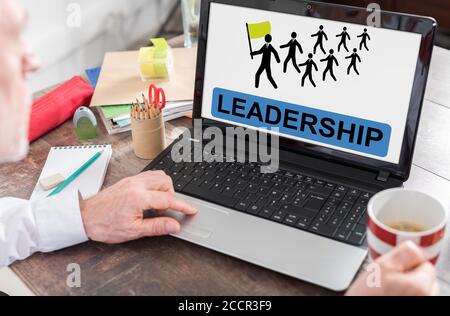 Leadership concept shown on a laptop screen Stock Photo