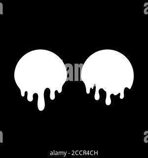Dripping white circles. Liquid drops of ink. Dripping liquid. Vector illustration isolated on transparent background Stock Vector