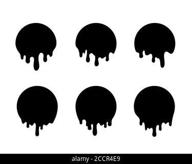 Dripping black circles. Liquid drops of ink. Dripping liquid. Vector illustration Stock Vector