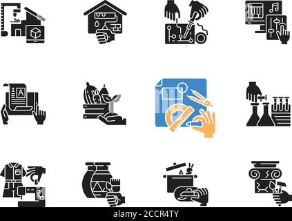 DIY black glyph icons set on white space Stock Vector