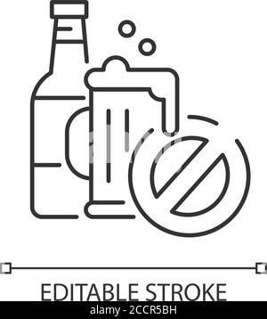 No alcohol linear icon Stock Vector