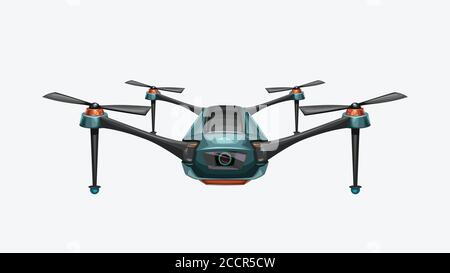 front view modern colorful drone on white Stock Vector
