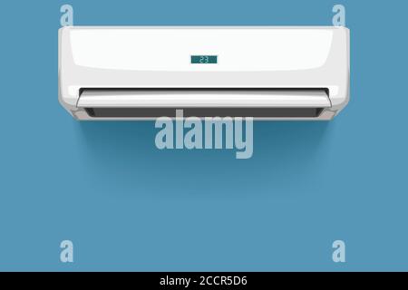 front view of air conditioner on blue Stock Vector