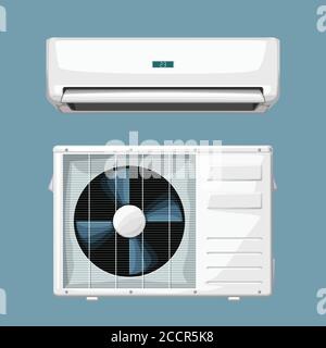 white split air conditioner system on blue Stock Vector