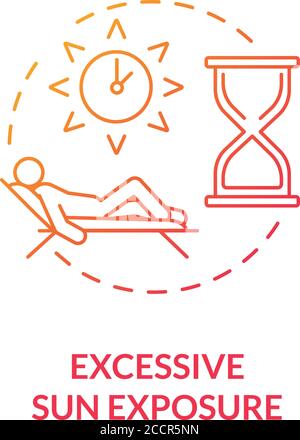 Excessive sun exposure concept icon Stock Vector