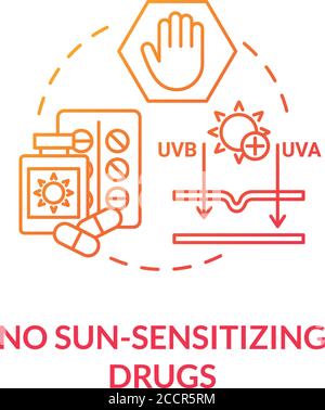 No sun sensitizing drug concept icon Stock Vector