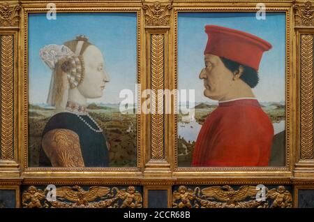 Piero della Francesca (1416-1492), Double portrait of the Dukes of Urbino, also known as the Diptych of Federico da Montefeltro and Battista Sforza, 1 Stock Photo