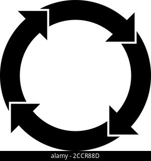 4 arrows in circle. Business infographic diagram of four repeating steps. Simple flat vector illustration Stock Vector