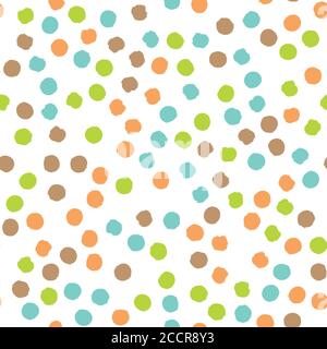 Scattered colorful brush dots. Seamless background pattern. Abstract vector wallpaper. Stock Vector