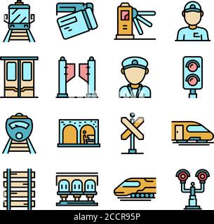 Electrical train icons set, flat style Stock Vector Image & Art - Alamy