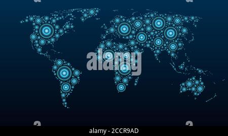 Abstract world map from concentric circles Stock Vector