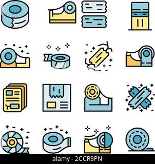 Scotch tape icons set vector flat Stock Vector