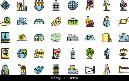 Illegal immigrants icons set vector flat Stock Vector