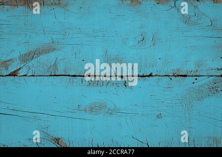 Blue wood texture, top view of wooden table. Close up of colored rustic wall background, texture of old top table, grunge background Stock Photo
