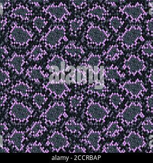 Snakeskin seamless pattern. Black and pink reptile repeating texture. Textured snake skin fashionable background. Fashion and stylish animal print for Stock Photo