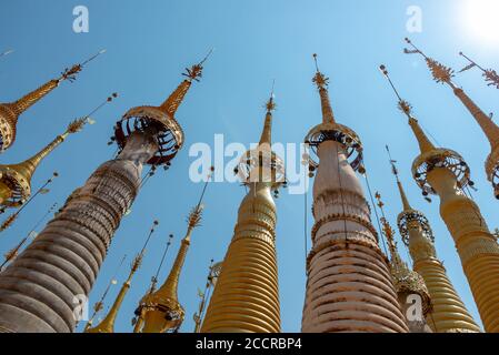 Shwe Indein pagoda, Inle lake, Burma, Myanmar Stock Photo