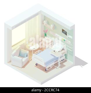Vector isometric cozy hospital room Stock Vector
