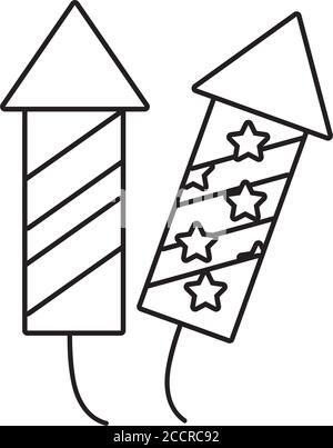 fireworks rockets line style icons vector illustration design Stock Vector