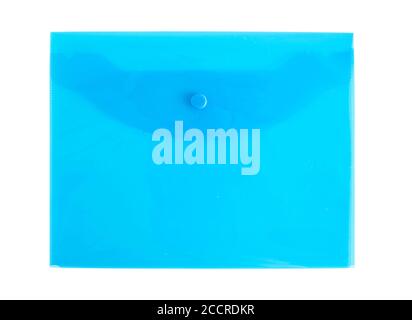 Blue folder for documents and file on white background, isolate, paperwork Stock Photo