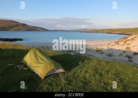 Wild Camping Bagh A Deas Beach The Hebridean Way Vatersay Isle Of Barra Outer Hebrides Highlands Scotland Uk Stock Photo Alamy