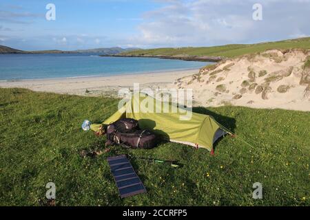 Wild Camping Bagh A Deas Beach The Hebridean Way Vatersay Isle Of Barra Outer Hebrides Highlands Scotland Uk Stock Photo Alamy