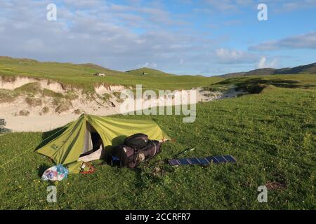 Wild Camping Bagh A Deas Beach The Hebridean Way Vatersay Isle Of Barra Outer Hebrides Highlands Scotland Uk Stock Photo Alamy
