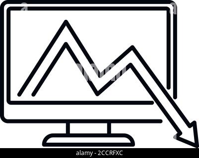 Regression monitor icon. Outline regression monitor vector icon for web design isolated on white background Stock Vector