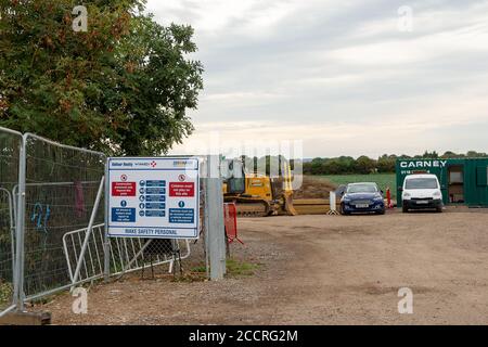 Taplow, Berkshire, UK - 16th August, 2020. The M4 was closed again this weekend between junctions 6 (Slough/Windsor) and Junction 8/9 (Maidenhead) as the final part of a new bridge across the M4 was installed. The hard shoulder between the M4 Junctions 3 and 12 will be converted into a traffic lane, however, the project remains controversial following the number of deaths on other UK Smart Motorways. Credit: Maureen McLean/Alamy Stock Photo