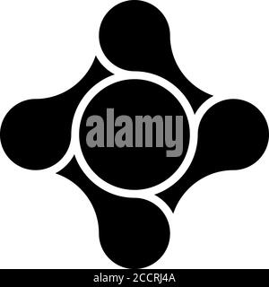 Four pieces of bicycle chain. Team cooperation and connection theme. Vector illustration in black and white. Stock Vector