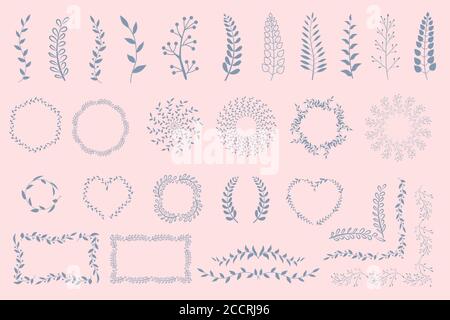 Circle Wreath Frame Olive Branches Berries Stock Vector (Royalty Free)  2331207583