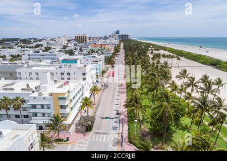 Miami Beach Florida,South Beach,Ocean Drive,hotel hotels lodging inn motel motels,empty,vacant deserted,Covid-19 coronavirus pandemic illness infectio Stock Photo