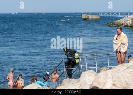 Malmo, Sweden - August 16, 2020: The Island, On in Swedish, is a very popular spot for scuba diving in Malmo Stock Photo