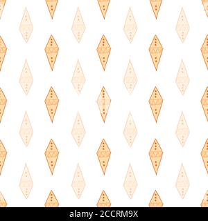 Pattern Filled orange Diamond shape muted doodles in rows Seamless pattern Vector hand drawn doodle style illustration surface design Stock Vector