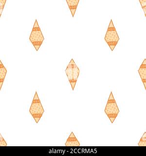 Pattern Filled orange Diamond shape doodles Seamless pattern Vector hand drawn doodle style illustration surface design Stock Vector