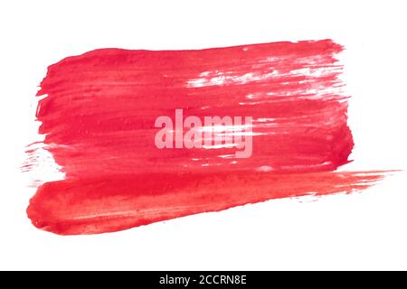 High-resolution texture of red brush strokes on white background. Stock Photo
