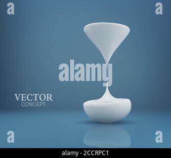 Vector concept. Flowing milk in the form of an hourglass on a blue background. Template for design. Stock Vector