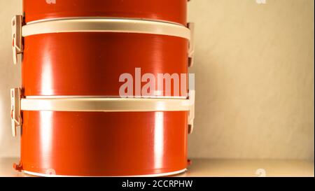 Plastic marmitex. Types of lunchbox. Plastic lunch box. The lunchbox is the perfect choice for those who usually make foods with a lot of red sauce, s Stock Photo