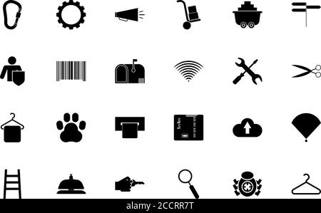Web service black color set solid style vector illustration Stock Vector
