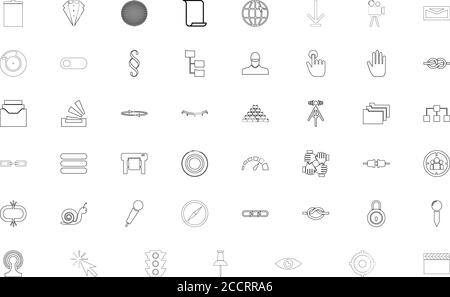 Web objects black color set outline style vector illustration Stock Vector