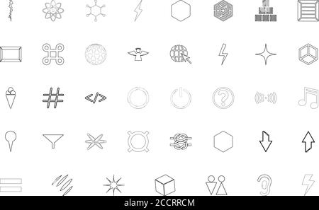 Shape symbol sing web black color set outline style vector illustration Stock Vector