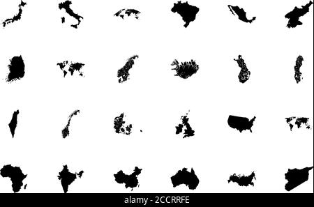 Maps black color set solid style vector illustration Stock Vector