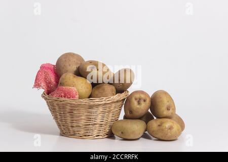 Types of potatoes - Peruvian potatoes still life - White potato Stock Photo