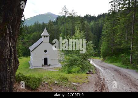 In Bagni di San Candido, above the old Wildbad spa complex, there is the small chapel dedicated to San Salvatore Stock Photo