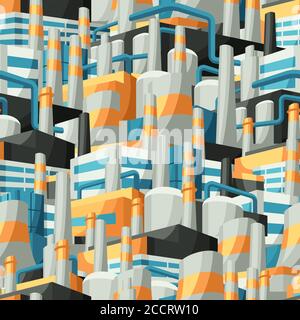 Seamless pattern with factories or industrial buildings. Stock Vector