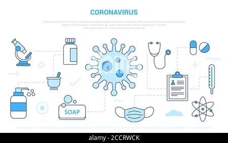 coronavirus virus healthcare problem campaign for website homepage template landing page banner with outline icon style Stock Vector