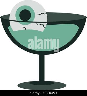 happy halloween, cocktail with spooky eye trick or treat party celebration flat icon design vector illustration Stock Vector